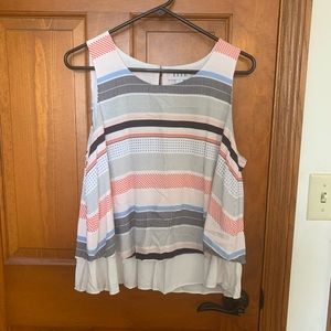 Women’s two tier striped sleeveless blouse